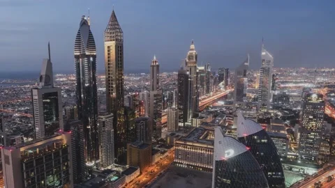 Dubai cityscape at night Stock Footage 152335512