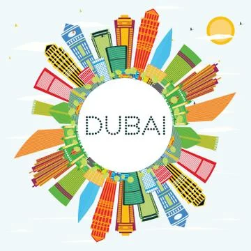 Dubai color circle cloud Ilustración de archivo