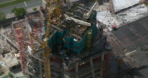 Dubai construction site timelapse with Potain tower crane Stock Footage 340447641