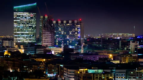 Dubai Construction Timelapse at Night Stock Footage 65920071