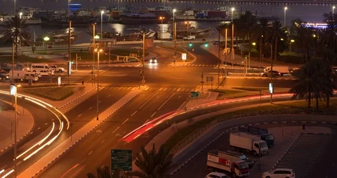 Dubai creek deira busy traffic baniyas road 4k time lapse UAE Stock Footage