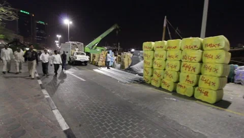 Dubai Creek Dock By Night Stock Footage 1643954
