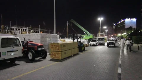 Dubai Creek Dock By Night Stock Footage 1644090