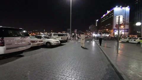 Dubai Creek Dock By Night Stock Footage 1644225
