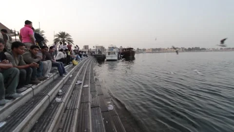 Dubai Creek In The Evening Stock Footage 1100465