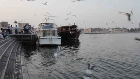 Dubai Creek In The Evening Stock Footage 1100522