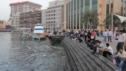 Dubai Creek In The Evening Stock Footage 1100557
