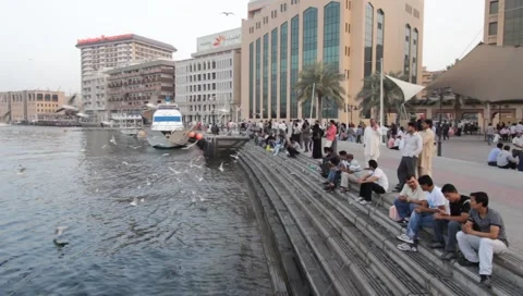 Dubai Creek In The Evening Stock Footage 1100560