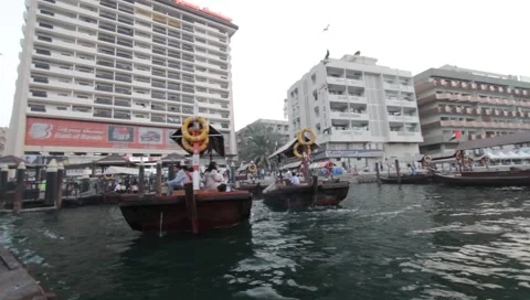Dubai Creek In The Evening Stock Footage 1100760