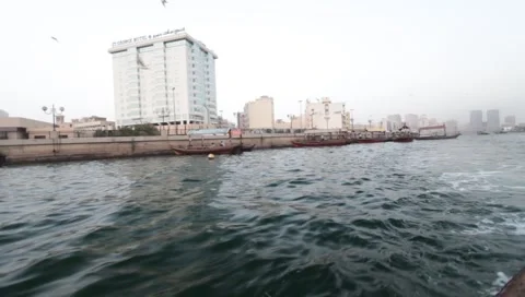 Dubai Creek In The Evening Stock Footage 1100809
