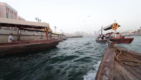 Dubai Creek In The Evening Stock Footage 1100920