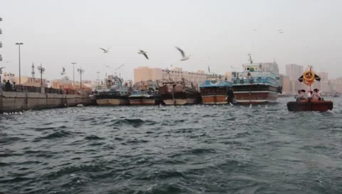 Dubai Creek In The Evening Stock Footage 1100993