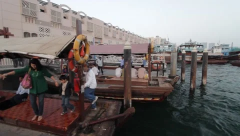 Dubai Creek In The Evening Stock Footage 1101066