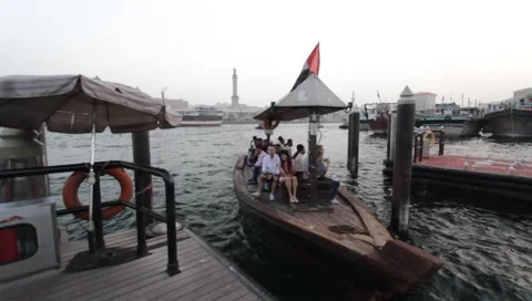 Dubai Creek In The Evening Stock Footage 1101080