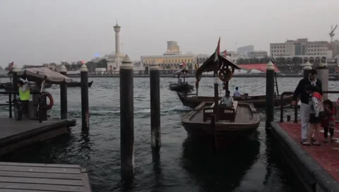 Dubai Creek In The Evening Stock Footage 1101120