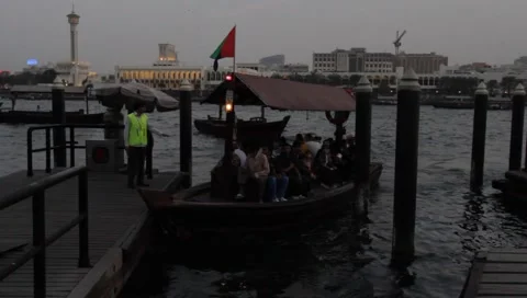 Dubai Creek In The Evening Stock Footage 1101174