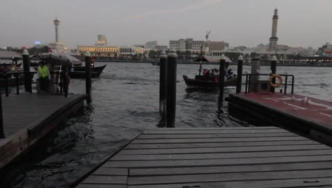Dubai Creek In The Evening Stock Footage 1101195