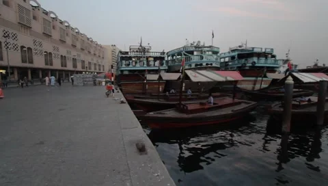 Dubai Creek In The Evening Stock Footage 1101197