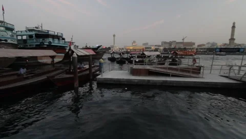 Dubai Creek In The Evening Stock Footage 1101198