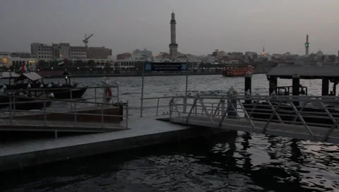 Dubai Creek In The Evening Stock Footage 1101275