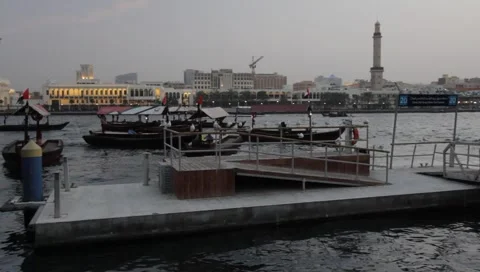 Dubai Creek In The Evening Stock Footage 1101323