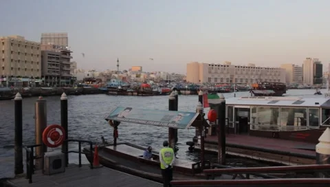 Dubai Creek In The Evening Stock Footage 1160066