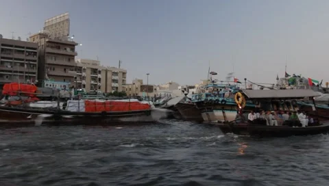 Dubai Creek In The Evening Stock Footage 1160110