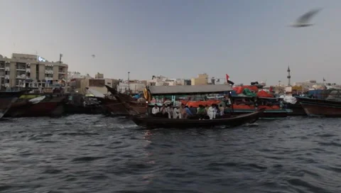 Dubai Creek In The Evening Stock Footage 1160127