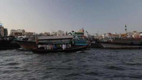 Dubai Creek In The Evening Stock Footage 1160175
