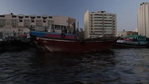 Dubai Creek In The Evening Stock Footage 1169780