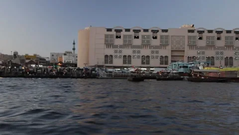 Dubai Creek In The Evening Stock Footage 1183947