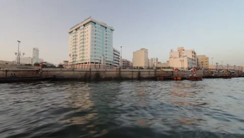 Dubai Creek In The Evening Stock Footage 1644412