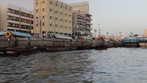 Dubai Creek In The Evening Stock Footage 1644452
