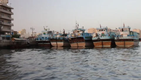 Dubai Creek In The Evening Stock Footage 1644484