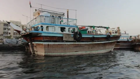 Dubai Creek In The Evening Stock Footage 1644498