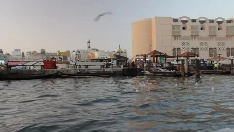 Dubai Creek In The Evening Stock Footage 1648813