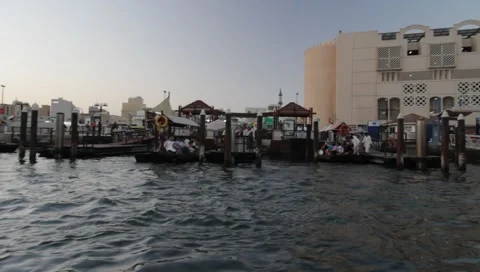 Dubai Creek In The Evening Stock Footage 1654147