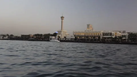 Dubai Creek In The Evening Stock Footage 1657003
