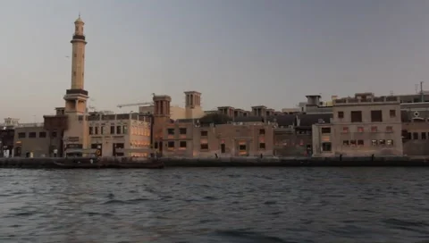 Dubai Creek In The Evening Stock Footage 1663823