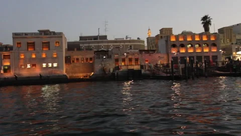 Dubai Creek In The Evening Stock Footage 1684469