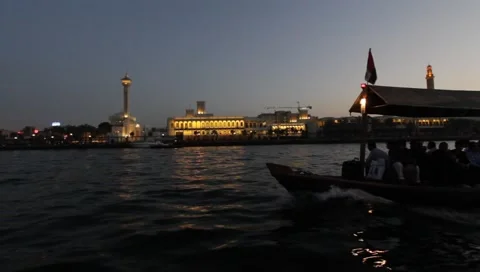 Dubai Creek In The Evening Video stock 1702536