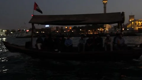 Dubai Creek In The Evening Stock Footage 1704212