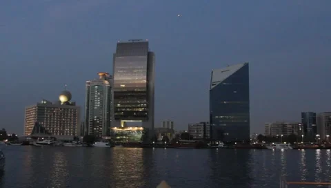 Dubai Creek In The Evening Stock Footage 3779143