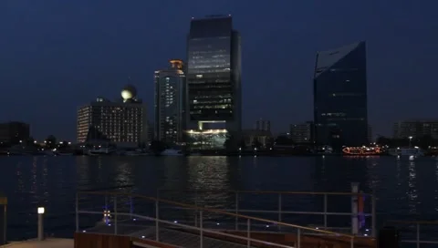 Dubai Creek In The Evening Stock Footage 3779287