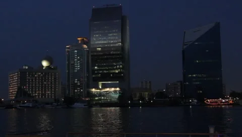 Dubai Creek In The Evening Stock Footage 3779302
