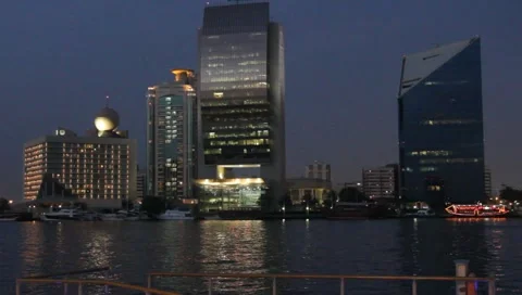 Dubai Creek In The Evening Stock Footage 3779321