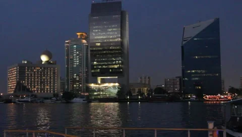 Dubai Creek In The Evening Stock Footage 3779353