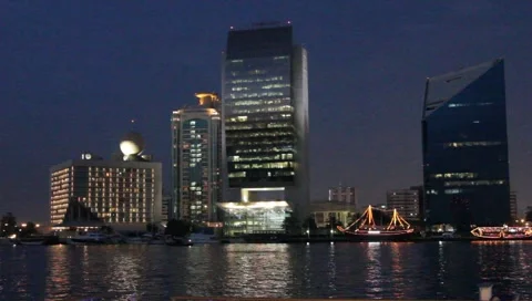 Dubai Creek In The Evening Stock Footage 3969847