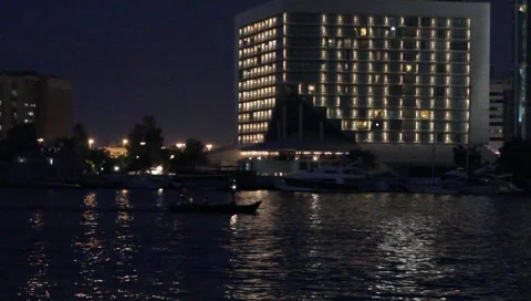 Dubai Creek In The Evening Stock Footage 3980205
