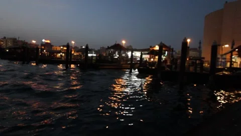 Dubai Creek By Night Stock Footage 1101425